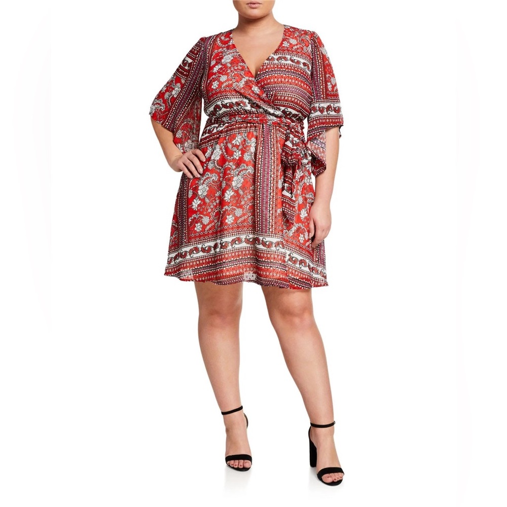 Maree Pour Toi Dresses Maree Pour Toi Printed Faux Wrap Dress